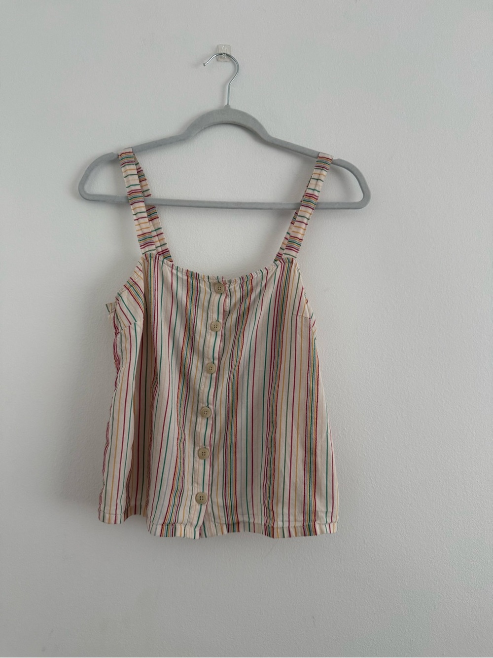 Madewell Cream Tank Top with Multicolor Vertical Stripes